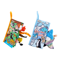 jollybaby尾巴布书婴幼儿可啃咬撕不烂3-6-8个月早教益智玩具书新生儿礼盒 【农场+冰川布书】店长6