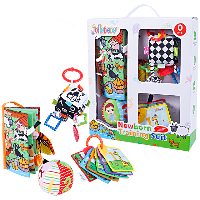 祖利宝宝 尾巴布书婴幼儿可啃咬撕不烂3-6-8个月早教益智玩具书新生儿礼盒 新生儿训练套装