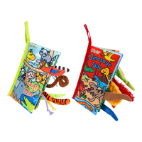 jollybaby尾巴布书婴幼儿可啃咬撕不烂3-6-8个月早教益智玩具书新生儿礼盒 【丛林+恐龙布书】店长2