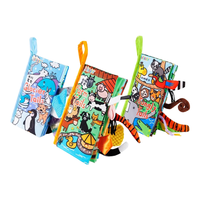 jollybaby尾巴布书婴幼儿可啃咬撕不烂3-6-8个月早教益智玩具书新生儿礼盒 【丛林+农场+冰川】三本热销款