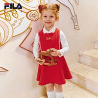 斐乐FILA儿童童装连衣裙2026年春季女童小童新年款两件套裙子 传奇红-RD 105