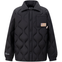 波司登秋季轻薄羽绒服男女儿童葫芦纹衬衫领90绒保暖外套T40133630 黑色8056 160/80