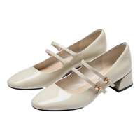 73Hours女鞋甜心克拉2024秋季圆头方跟纯色玛丽珍鞋 米白 37