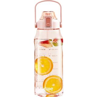 cille 希乐 儿童水杯大容量运动吸管杯 男女夏季网红吸管杯tritan1.5L莲花红