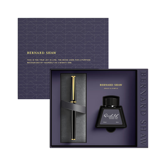 BERNARD SHAW 钢笔 星耀系列 曜夜黑金 F尖 墨水礼盒装