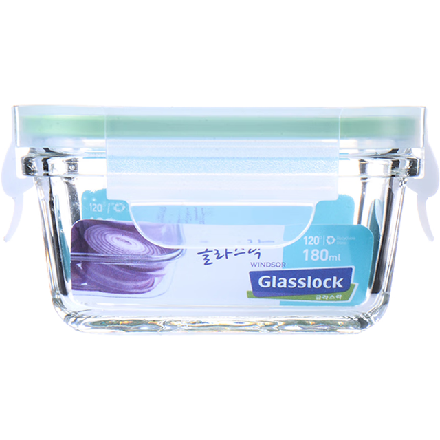 三光云彩 韩国进口钢化玻璃保鲜盒 硅胶圈色随机 微波长方形小容量150ml