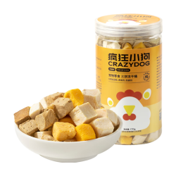 疯狂小狗 宠物狗狗零食冻干金毛泰迪成幼犬通用蛋黄鸡肉粒 冻干三拼桶 170g