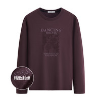 与狼共舞 男士印花圆领长袖T恤