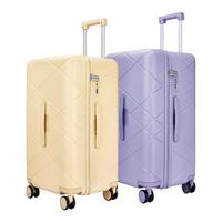卡拉羊钻石纹魔方体行李箱抗摔防刮轻便时尚设计师款旅行密码箱CX8121 莫奈紫（二八开设计巨能装） 30英寸