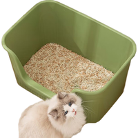 疯狂的主人猫砂盆特大号半封闭式猫厕所防外溅巨型猫沙盆猫屎盆猫咪用品 凹形超大号猫砂盆绿65*45*33cm