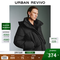 UR UR2025冬季女装休闲连帽立领宽松羽绒服UWM150028+ 黑色 M