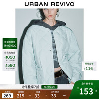 UR UR2025秋季女装简约菱格绗缝单排扣棉服UYY150049 浅蓝 S