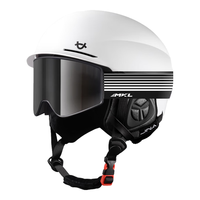 迈卡龙滑雪头盔雪镜一体单板滑雪防撞男女成人保暖透气滑雪护具滑雪装备 【优雅白+MX30雪镜】暗域黑 L码-适合女生（头围53-58cm）