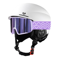 迈卡龙滑雪头盔雪镜一体单板滑雪防撞男女成人保暖透气滑雪护具滑雪装备 【优雅白+MX20雪镜】浪漫紫 XL码-适合男生（头围58-62cm）