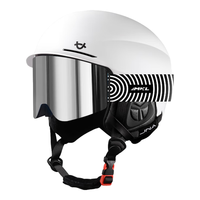 迈卡龙滑雪头盔雪镜一体单板滑雪防撞男女成人保暖透气滑雪护具滑雪装备 【优雅白+磁吸雪镜】白框粉片 L码-适合女生（头围53-58cm）