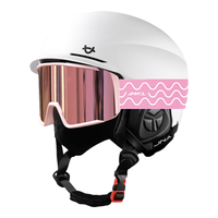 迈卡龙滑雪头盔雪镜一体单板滑雪防撞男女成人保暖透气滑雪护具滑雪装备 【优雅白+MX20雪镜】樱花粉 XL码-适合男生（头围58-62cm）