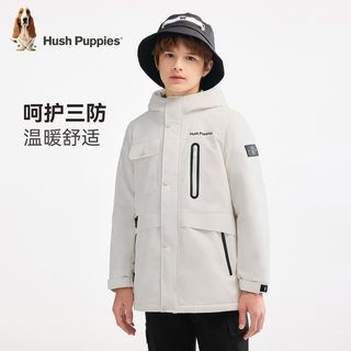 暇步士童装男童加绒风衣秋冬大童三防保暖连帽儿童工装厚外套
