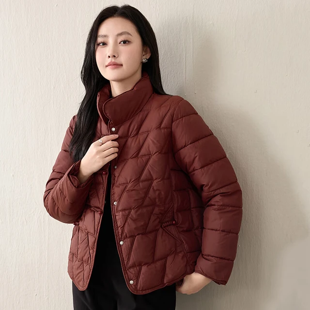 子牧棉麻2025冬装 女韩版棉服时尚中式国风棉衣外套保暖长袖棉袄0012 酒红色 3XL (建议135-145斤)