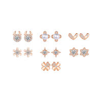 央创华钻【中国黄金】银一周耳钉女生星期七对耳环高级感耳饰品礼盒套装