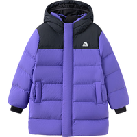 巴拉巴拉【bp】功能运动24冬儿童长款羽绒服防寒户外拼接撞色外套 紫蓝（灰鸭绒）80608 130cm（充绒量158g）