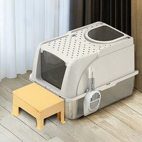 猫砂盆全封闭不锈钢猫砂盆超大号防外溅翻盖式猫沙盆防臭猫厕所