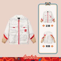 新年红色安踏儿童两件套上衣2026春舒适保暖中大童连帽外套潮 【加绒外套】 彼岸白/满印8604-3