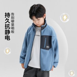 ZOSEE 童装男童摇粒绒外套秋装2025儿童发热抗静电抓绒衣春秋款
