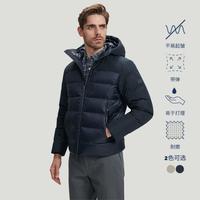 NAUTICA 男装冬季休闲保暖高领连帽拼接羽绒服JO1464