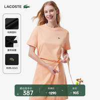 LACOSTE 法国鳄鱼女装设计感修身收腰圆领短袖短款连衣裙|EF7268 IXY/珊瑚砂 L 40