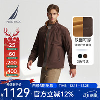 NAUTICA 男装秋冬防轻溅水双面穿立领厚外套棉服男JO4309 橡皮棕20M L