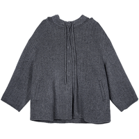 百图（betu）女装2025年冬季新款毛呢外套减龄连帽高级感毛呢大衣女2510T14 灰色