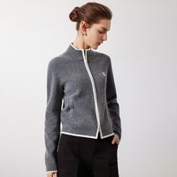 navigare [100纯羊毛]Navigare意大利小帆船灰色毛衣女开衫外套