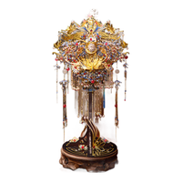 艺模婚礼宋制凤冠3D立体拼图金属拼装模型手工结婚物莫桑+玻璃罩 莫桑款凤舞华冠+玻璃罩