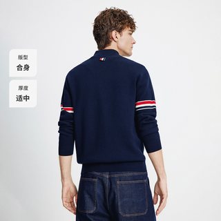 Navigare意大利小帆船半开领针织衫男士秋冬毛衣