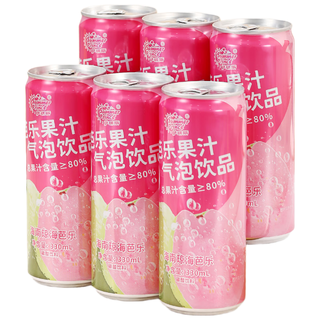 萨瑞斯益生元芭乐果汁气泡饮品330ml*6罐 饮料 冬季火锅果汁汽水