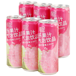 萨瑞斯益生元芭乐果汁气泡饮品330ml*6罐 饮料 冬季火锅果汁汽水