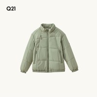 Q21儿童纯色棉服秋冬休闲立领上衣男女童加厚保暖夹棉外套 浅草绿