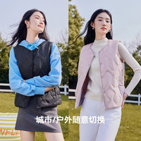 雪中飞2025冬女士轻薄羽绒马甲圆领菱格纯色时尚百搭轻便舒适