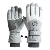 GOLOVEJOY冬季保暖抗寒抗风手套双层加绒加厚户外骑行运动手机触碰手套 SK28；浅灰 L码