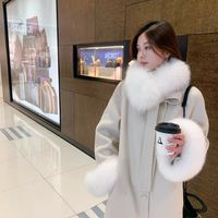 春乏新中式大衣外套女冬季新款国风气质中长款百搭加厚妮子大衣女外套 米白夹棉加厚大衣