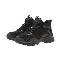 斯凯奇(Skechers)女鞋秋冬中高帮厚底增高休闲运动鞋加绒保暖短靴167844 全黑色/BBK 38
