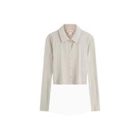 Calvin Klein Jeans24秋季女士休闲简约ck刺绣纽扣衬衫领修身T恤J224673 PD7-卡其米 M