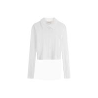 Calvin Klein Jeans24秋季女士休闲简约ck刺绣纽扣衬衫领修身T恤J224673 YAF-月光白 XS