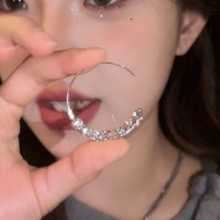 简约闪钻圆圈耳环女2025小众设计感圈圈耳圈耳饰气质耳钉