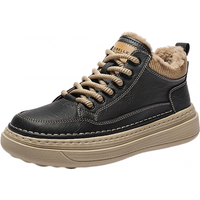 百丽 休闲保暖高帮鞋男2026新春季商场款厚底增高工装板鞋8ZY11AD6 黑色（高帮绒里） 42 (260mm)