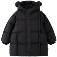 papa爬爬冬季儿童大耳朵羽绒服外出加厚长款外套 石墨黑(黑色) 100cm
