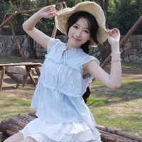 森马 出游季|森马短袖衬衫|女木耳边蝴蝶结浪漫温柔2025新款小飞袖肌理