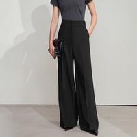 AMII 2025通勤职业风纯色宽松阔腿裤秋季女直筒休闲长裤百搭裤子