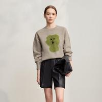 AMII 2025冬季含羊毛套头落肩袖针织毛衣女宽松弹力女长袖上衣