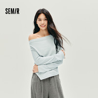 森马 长袖T恤女短款不规则设计感修身显瘦2025新款秋荡领薄款上衣